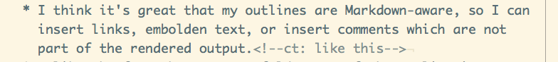 screenshot of a Markdown list item with comment